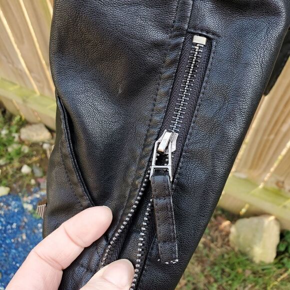 Black Faux Leather Moto Jacket - Picture 14 of 16